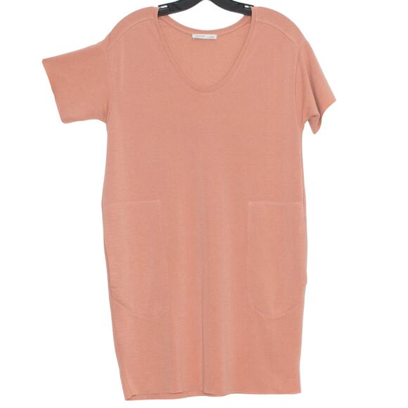 Zara Womens Dress Shift Pockets Raw Edges Coral Size Small LD - Picture 5 of 5